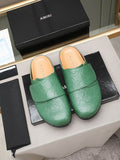 AMIRI Monogram Embossed Leather Mule 'Green'