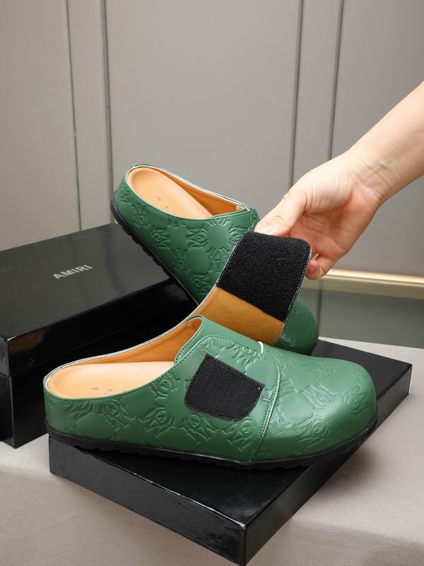 AMIRI Monogram Embossed Leather Mule 'Green'
