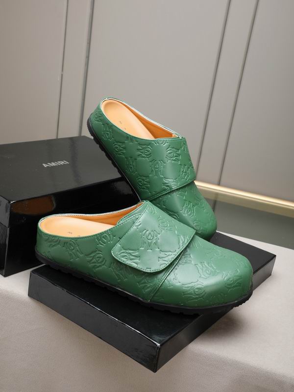 AMIRI Monogram Embossed Leather Mule 'Green'