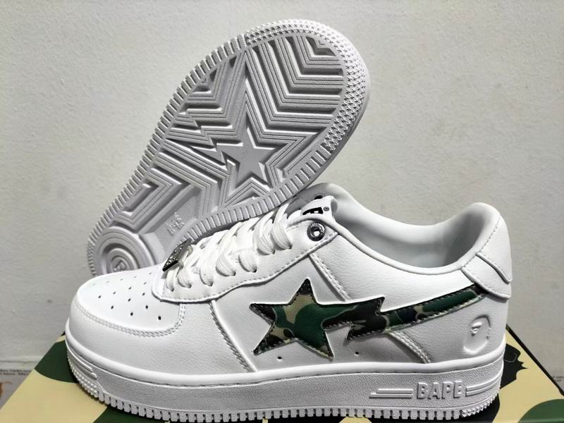 BAPE Bapesta Low 'White/Camo' (Pink / Green / Blue)